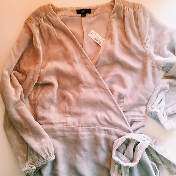 J. Crew Silver Gray Velvet Wrap Dress - Picture 1 of 6